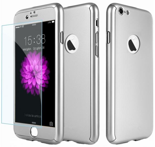Husa Full Cover 360 (fata + spate + geam sticla) pentru Apple iPhone 6 Plus / 6S Plus, Silver [1]