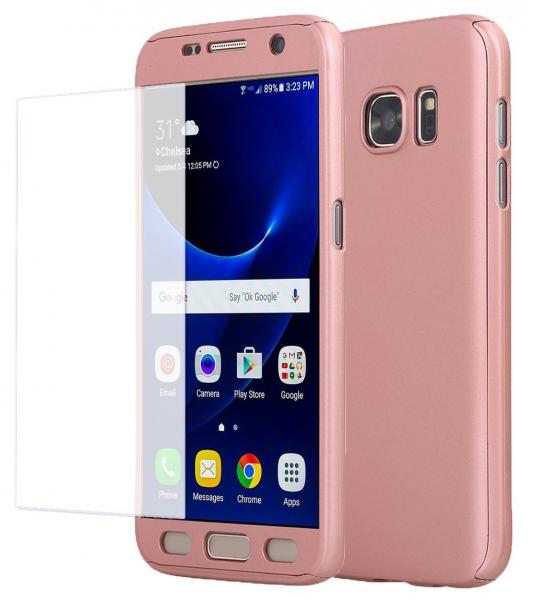 Husa Full Cover 360 (fata + spate + geam sticla) pentru Samsung Galaxy S7, Rose Gold [2]