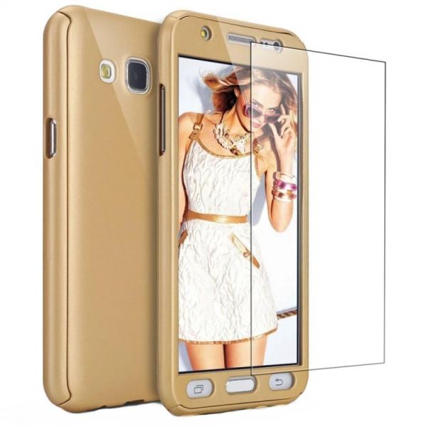 Husa Full Cover 360 + folie sticla Samsung Galaxy J3 (2016), Gold [1]