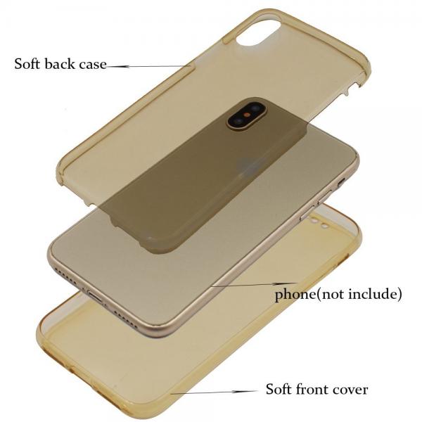 Husa Full TPU 360 (fata + spate) iPhone X, Gold Transparent [2]