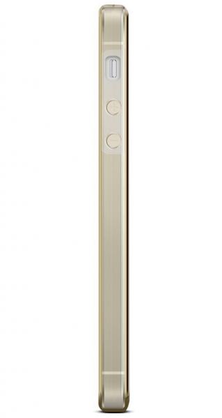 Husa Full TPU 360 (fata + spate) pentru Apple iPhone 5 / 5S / SE, Gold Transparent [4]