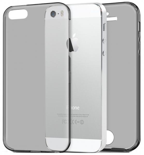 Husa Full TPU 360 (fata + spate) pentru Apple iPhone 5 / 5S / SE, Gri Transparent [1]