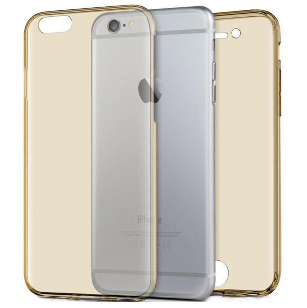 Husa Full TPU 360 (fata + spate) pentru Apple iPhone 6 Plus / 6S Plus, Auriu Transparent [1]