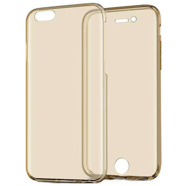 Husa Full TPU 360 (fata + spate) pentru Apple iPhone 6 Plus / 6S Plus, Auriu Transparent [3]