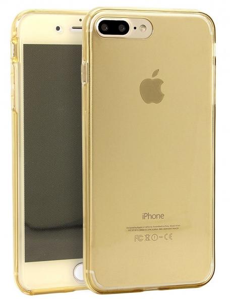 Husa Full TPU 360 (fata + spate) pentru Apple iPhone 7 Plus, Gold Transparent [1]