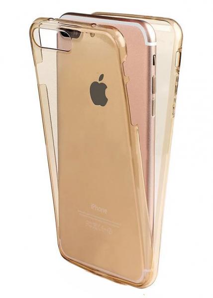 Husa Full TPU 360 (fata + spate) pentru Apple iPhone 7 Plus, Gold Transparent [2]