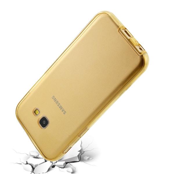 Husa Full TPU 360 (fata + spate) pentru Samsung Galaxy A3 (2017), Gold transparent [3]