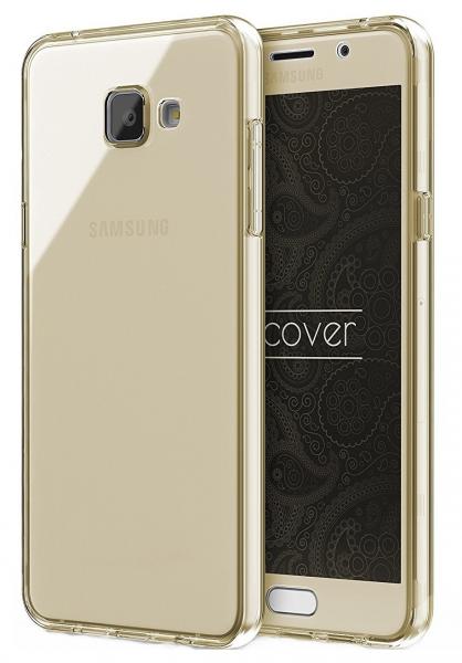 Husa Full TPU 360 (fata + spate) pentru Samsung Galaxy A7 (2016), Gold transparent [1]
