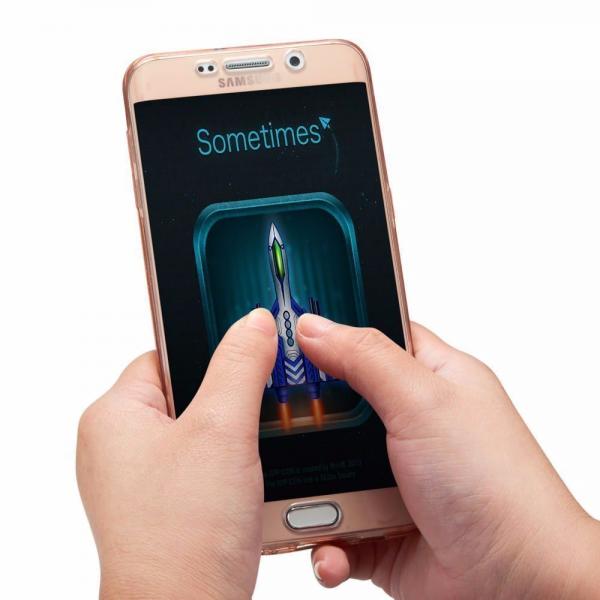 Husa Full TPU 360 (fata + spate) pentru Samsung Galaxy S6 Edge Plus, Rose Gold Transparent [3]