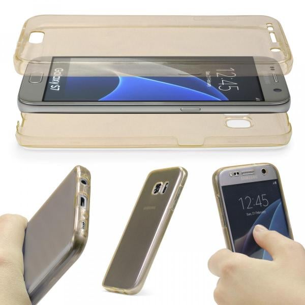 Husa Full TPU 360 (fata + spate) pentru Samsung Galaxy S7, Gold transparent [2]