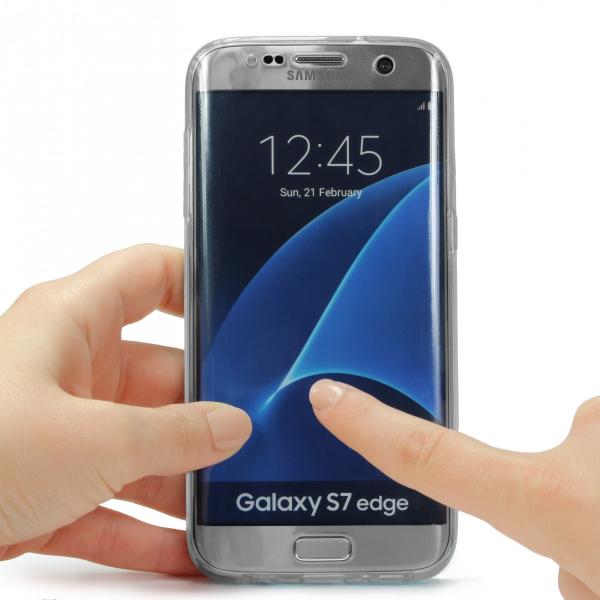 Husa Full TPU 360 (fata + spate) pentru Samsung Galaxy S7 Edge, Gri transparent [2]