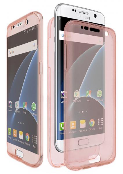 Husa Full TPU 360 (fata + spate) pentru Samsung Galaxy S7 Edge, Rose Gold Transparent [1]