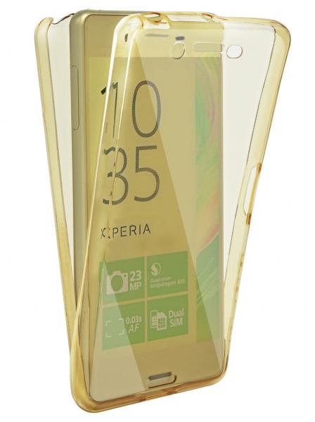 Husa Full TPU 360 (fata + spate) pentru Sony Xperia Z5, Gold transparent [1]