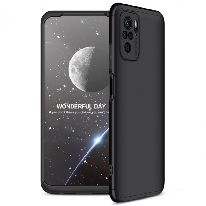 Husa GKK 360 + folie protectie pentru Xiaomi Redmi Note 10 / 10S, Negru [2]