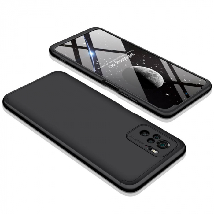 Husa GKK 360 + folie protectie pentru Xiaomi Redmi Note 10 / 10S, Negru [3]