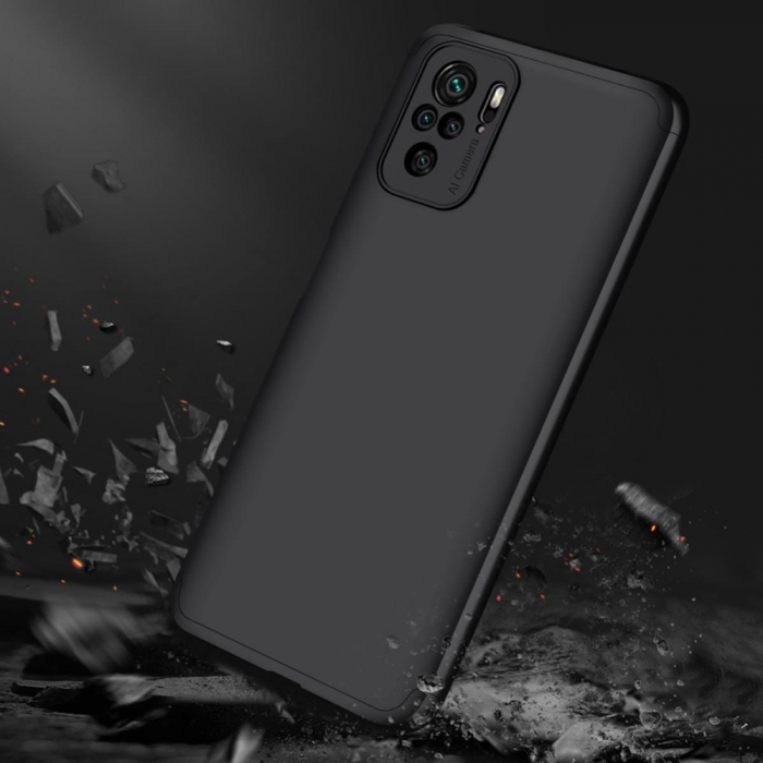 Husa GKK 360 + folie protectie pentru Xiaomi Redmi Note 10 / 10S, Negru [4]