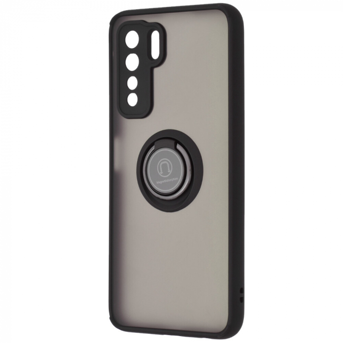 Husa Huawei P40 Lite 5G cu inel suport stand magnetic, Negru [3]
