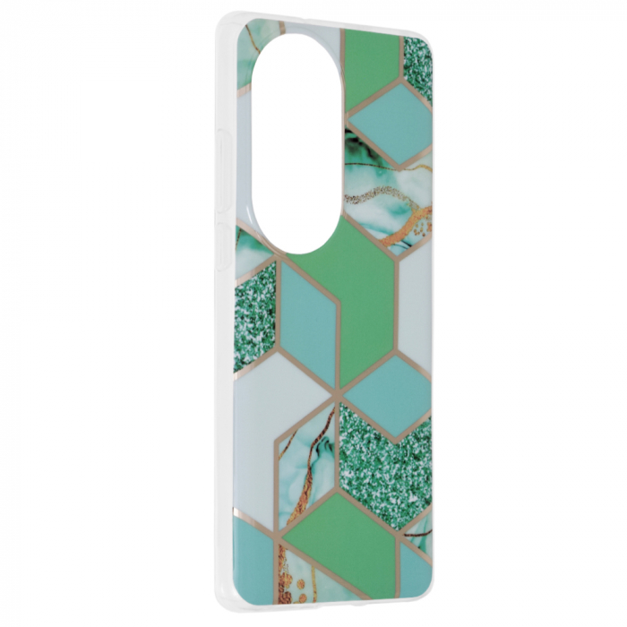 Husa Huawei P50 Pro, Techsuit Marble Series, Green Hex [2]