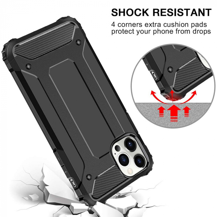 Husa Hybrid Armor pentru iPhone 12 / 12 Pro, Negru [6]