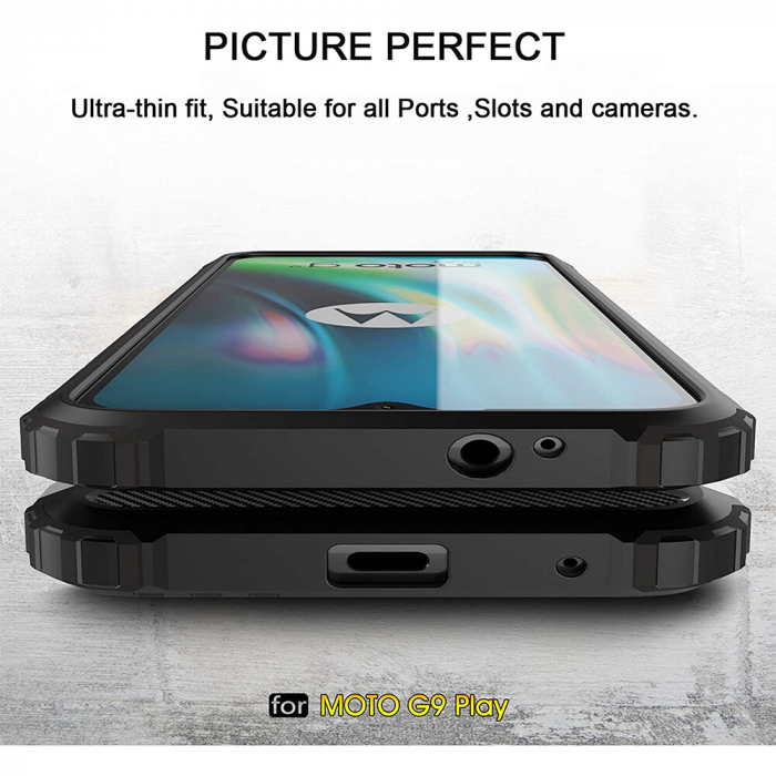 Husa Hybrid Armor pentru Motorola Moto G9 Play, Negru [3]