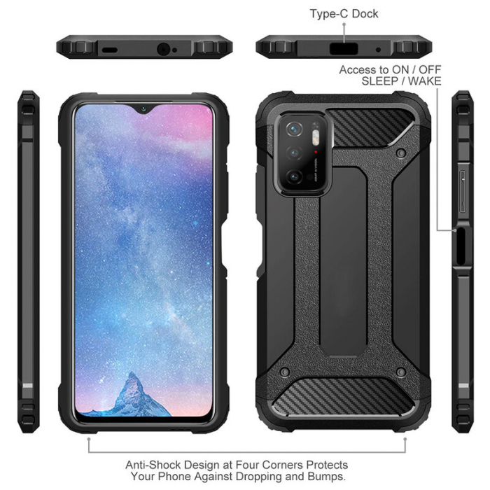 Husa Hybrid Armor pentru Xiaomi Poco M3 Pro, Negru [6]