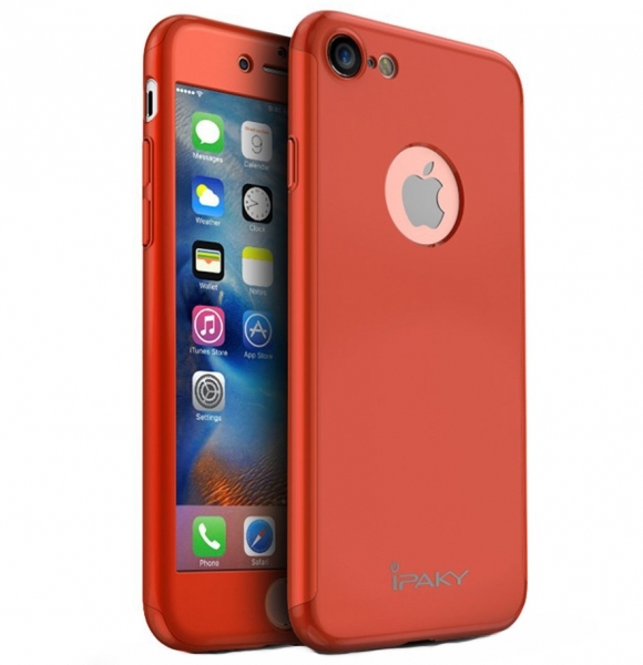 Husa iPaky 360 + folie sticla iPhone 7, Red [1]