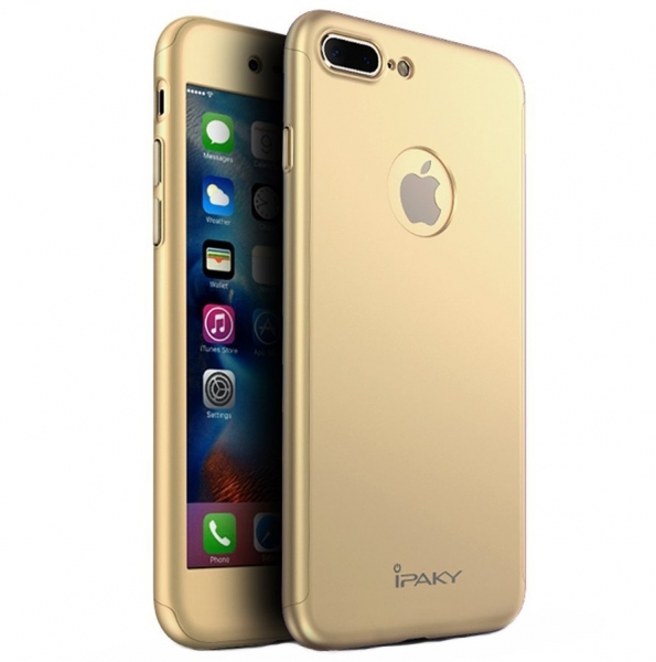 Husa iPaky 360 + folie sticla iPhone 8 Plus, Gold [1]