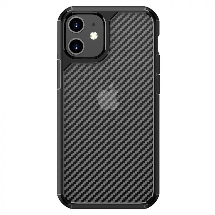Husa iPhone 12 / 12 Pro, Techsuit CarbonFuse, Negru [2]
