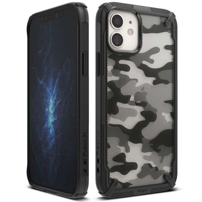 Husa iPhone 12 Mini, Ringke Fusion X, Camo Black [3]