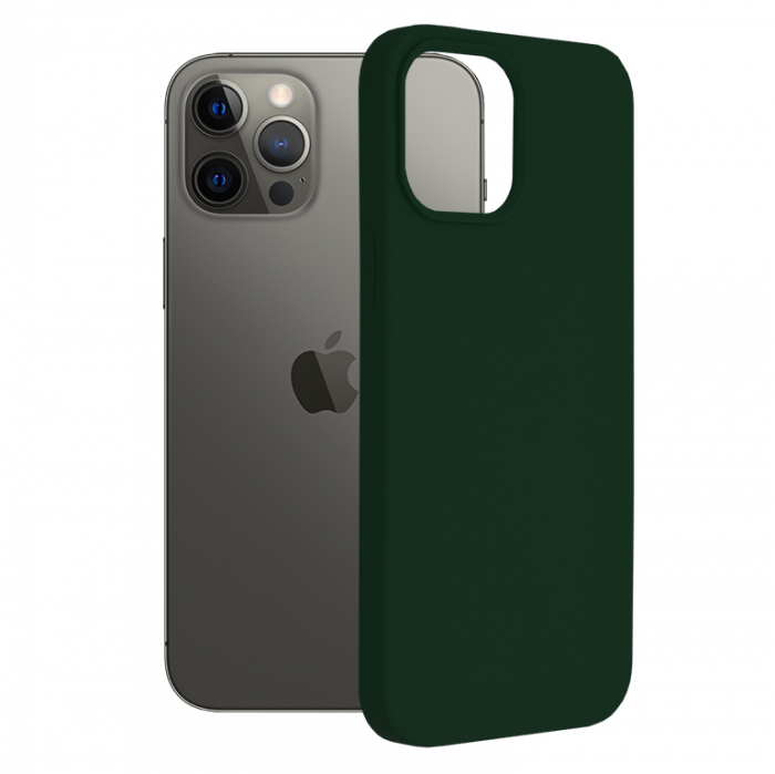 Husa iPhone 12 Pro Max, Soft Edge Silicone, Dark Green [1]