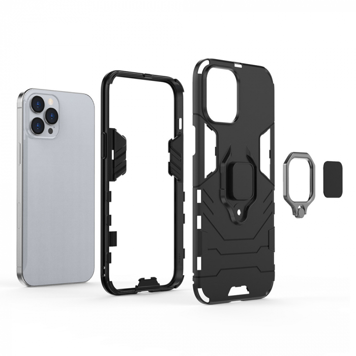Husa iPhone 12 Pro Max, Techsuit Shield Ring, Negru [5]