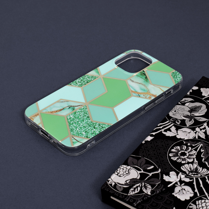 Husa iPhone 12, Techsuit Marble Series, Green Hex [4]