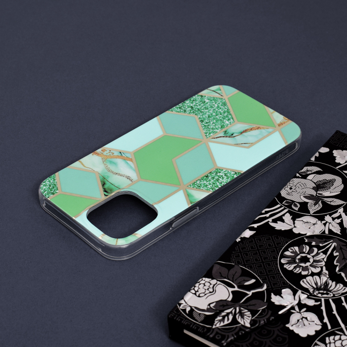 Husa iPhone 12, Techsuit Marble Series, Green Hex [5]