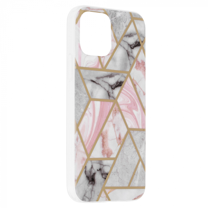 Husa iPhone 12, Techsuit Marble Series, Pink Hex [2]