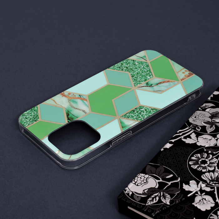 Husa iPhone 13 Pro Max, Techsuit Marble Series, Green Hex [5]