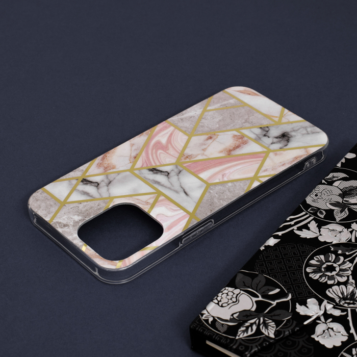 Husa iPhone 13 Pro Max, Techsuit Marble Series, Pink Hex [5]