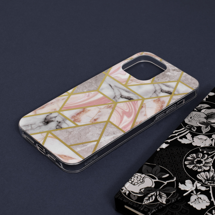 Husa iPhone 13 Pro Max, Techsuit Marble Series, Pink Hex [4]