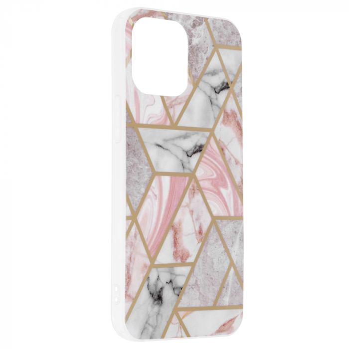 Husa iPhone 13 Pro Max, Techsuit Marble Series, Pink Hex [2]