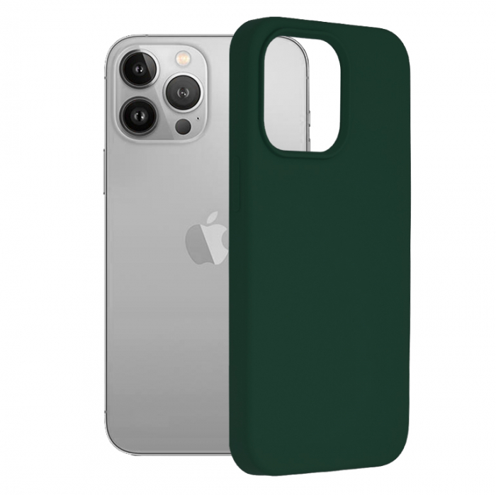 Husa iPhone 13 Pro, Soft Edge Silicone, Dark Green [1]