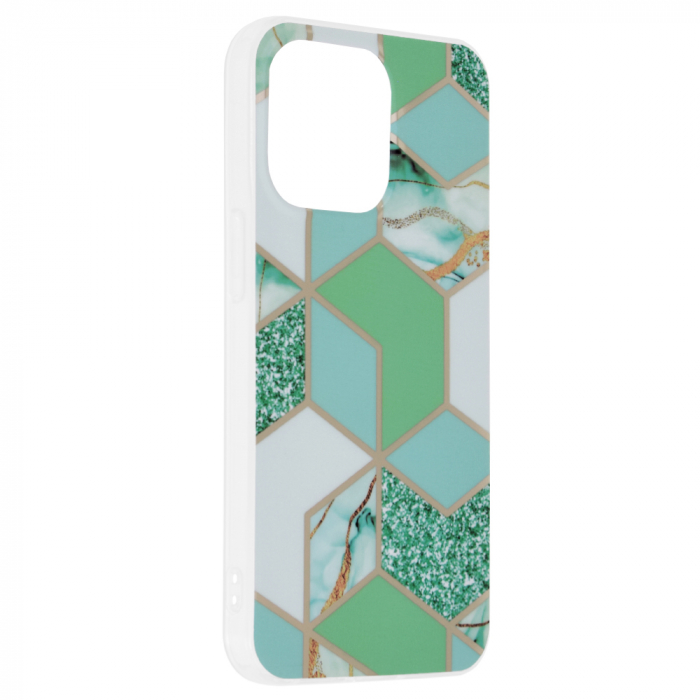 Husa iPhone 13 Pro, Techsuit Marble Series, Green Hex [2]