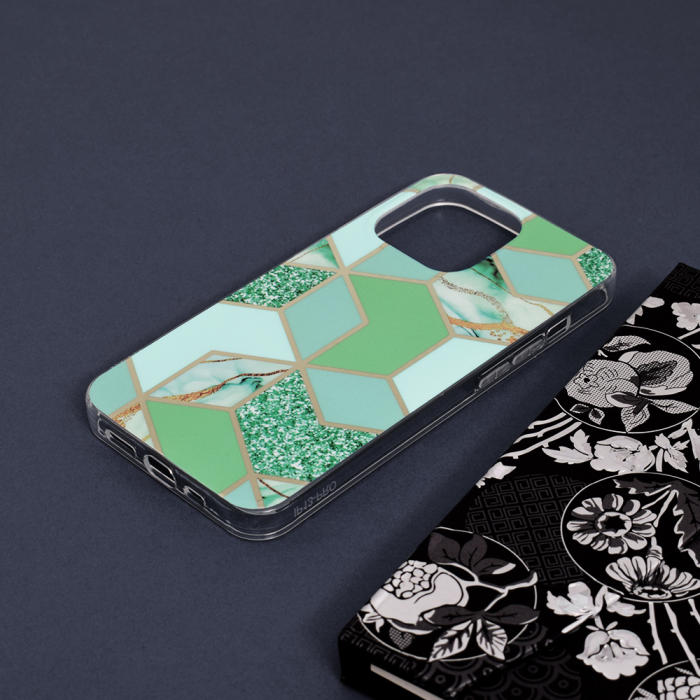 Husa iPhone 13 Pro, Techsuit Marble Series, Green Hex [4]
