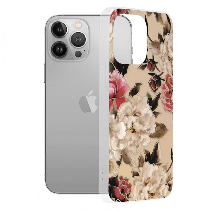 Husa iPhone 13 Pro, Techsuit Marble Series, Mary Berry Nude [1]