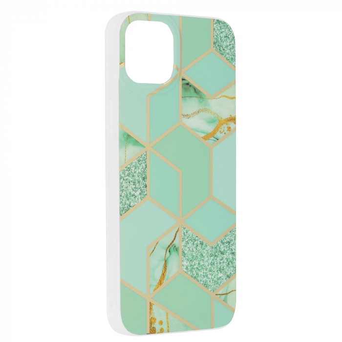 Husa iPhone 14 Plus, Techsuit Marble Series, Green Hex [2]