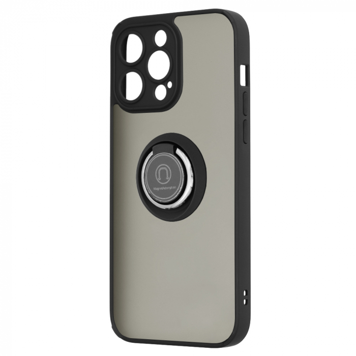 Husa iPhone 14 Pro Max cu inel suport stand magnetic, Negru [2]
