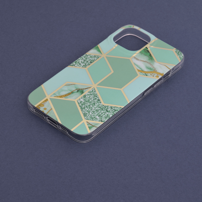 Husa iPhone 14, Techsuit Marble Series, Green Hex [5]