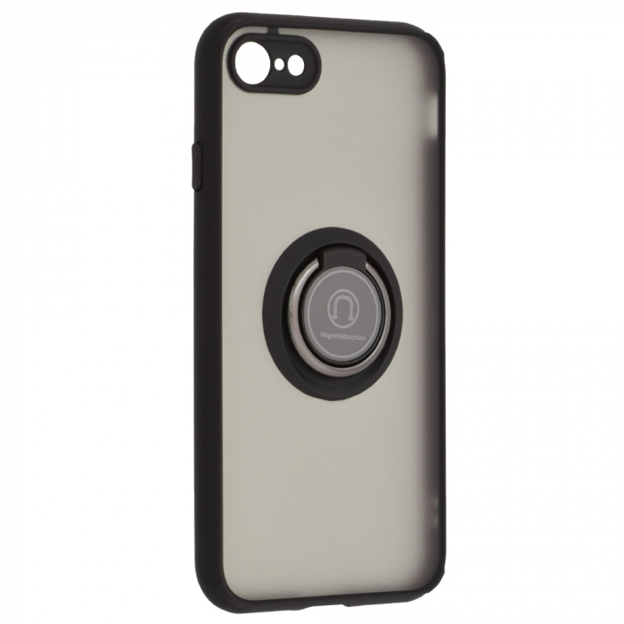 Husa iPhone 7 / 8 / SE 2 (2020) cu inel suport stand magnetic, Negru [4]
