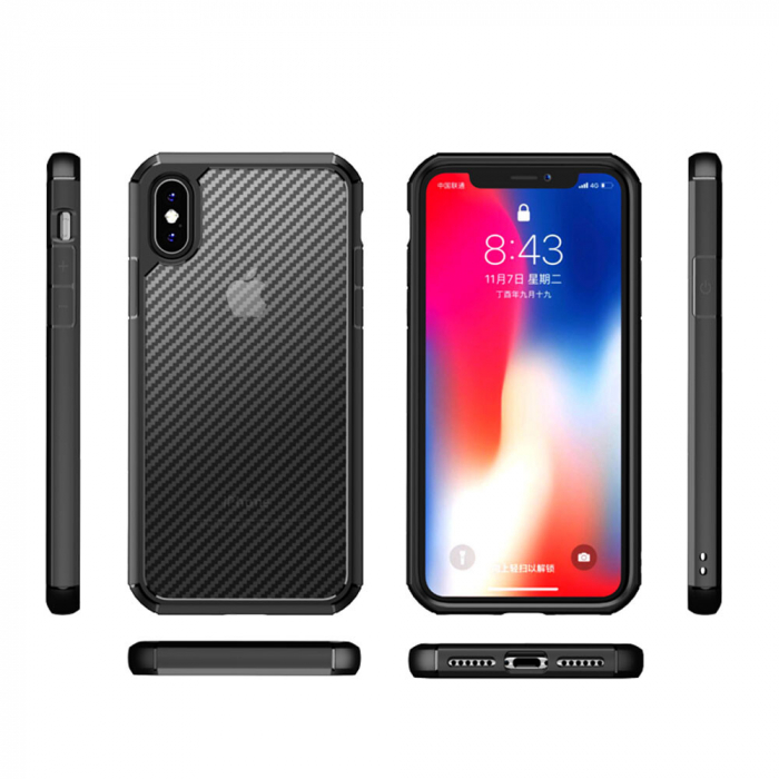 Husa iPhone X / XS, Techsuit CarbonFuse, Negru [14]