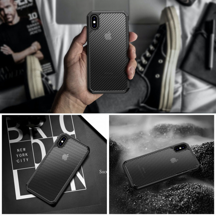 Husa iPhone X / XS, Techsuit CarbonFuse, Negru [21]