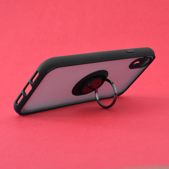 Husa iPhone XR cu inel suport stand magnetic, Negru [2]