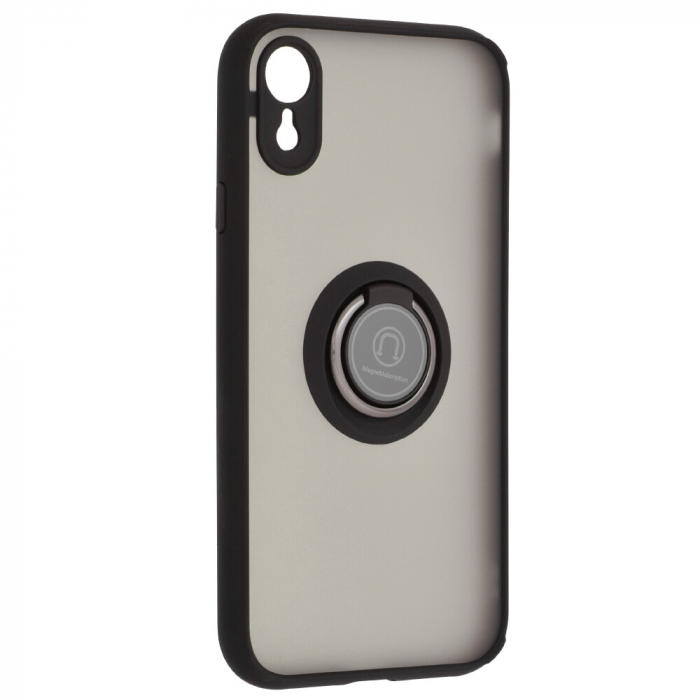 Husa iPhone XR cu inel suport stand magnetic, Negru [4]